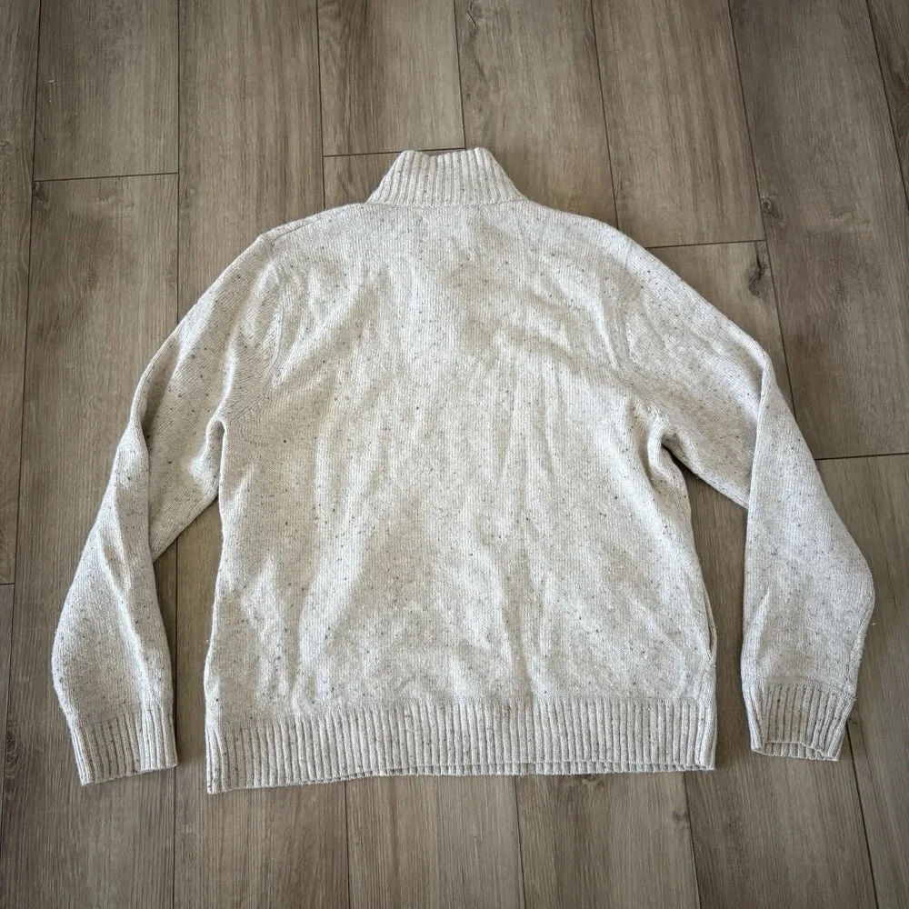 Lucky Brand Sweater Men's 3 Button Size Large Collar Cream Mock Neck Pockets‎